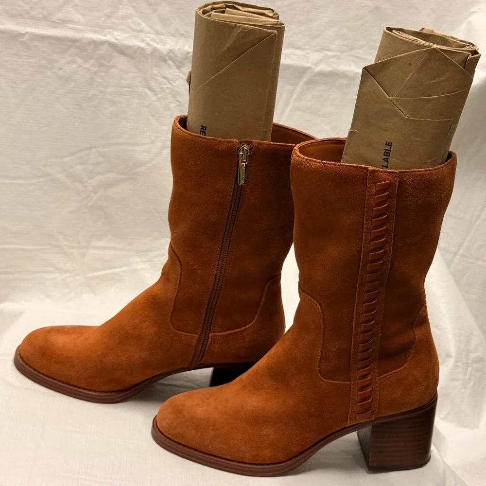 Vince Camuto Zelcinna Suede Ankle Boots Caramel 6.5 - Picture 1 of 8